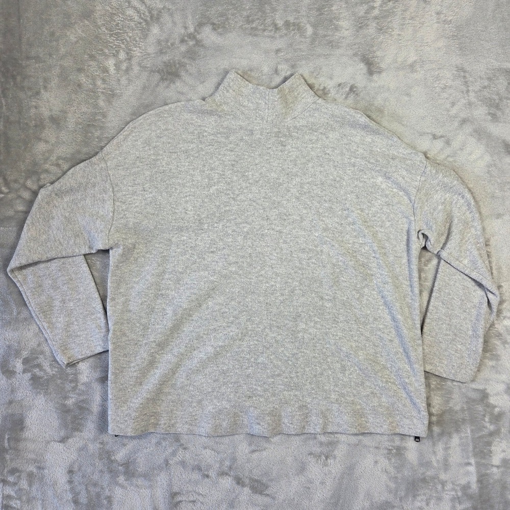 American Eagle Mock Neck Side Zip Sweater Womens M Light Gray Boho Preppy Casual - Picture 5 of 5